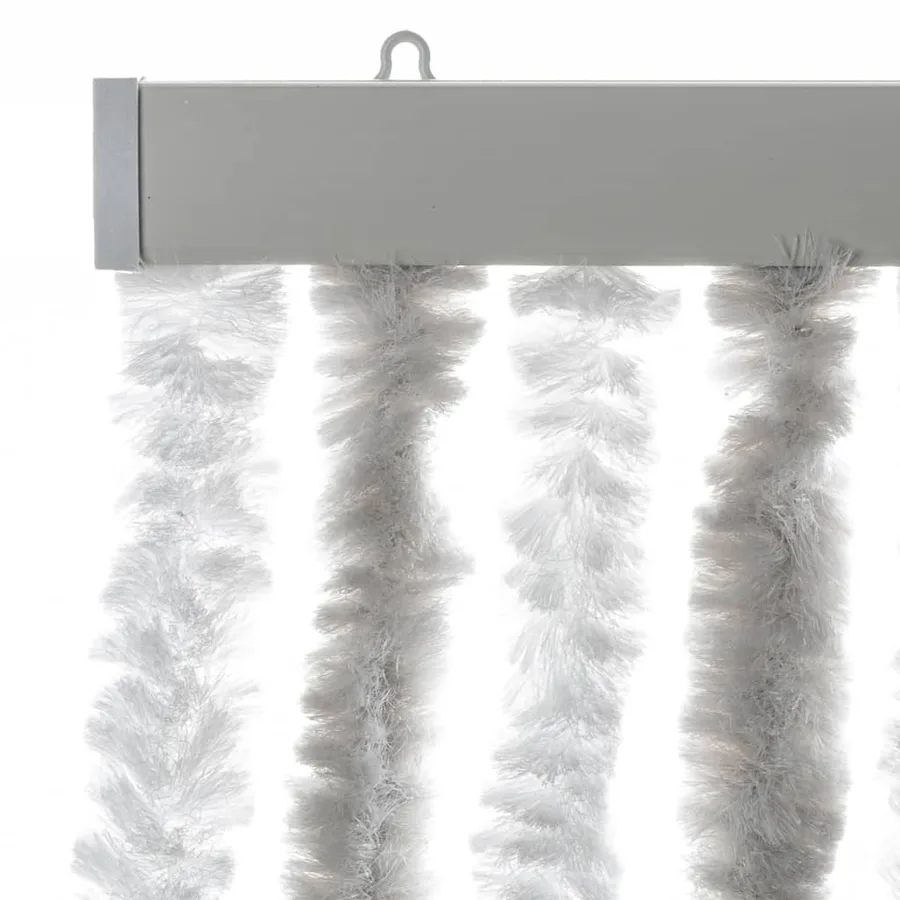 Rideau anti-mouches gris clair et blanc 90x200 cm chenille - 4