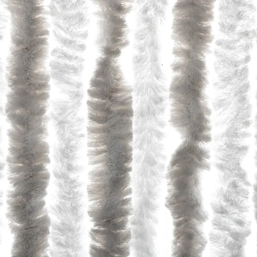 Rideau anti-mouches gris clair et blanc 90x200 cm chenille - 6