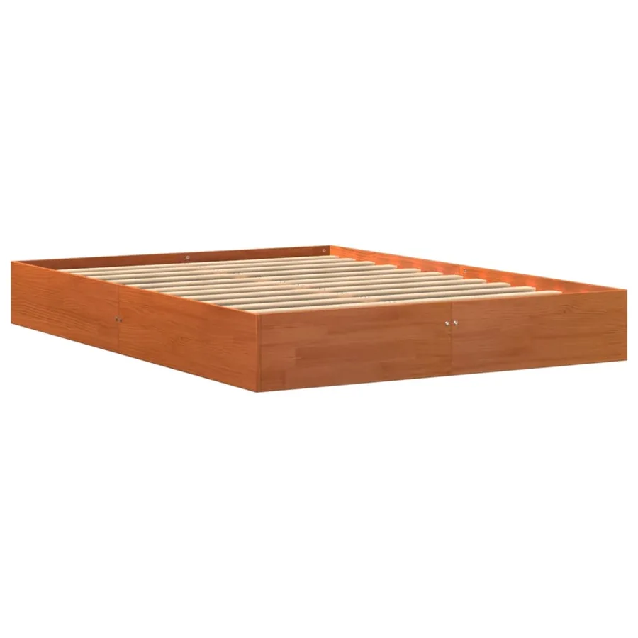 Cadre de lit sans matelas cire marron 140x200cm bois pin massif - 3
