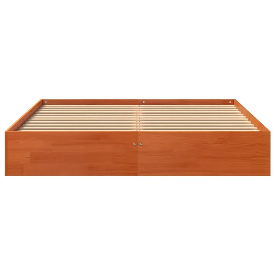 Cadre de lit sans matelas cire marron 140x200cm bois pin massif - 4