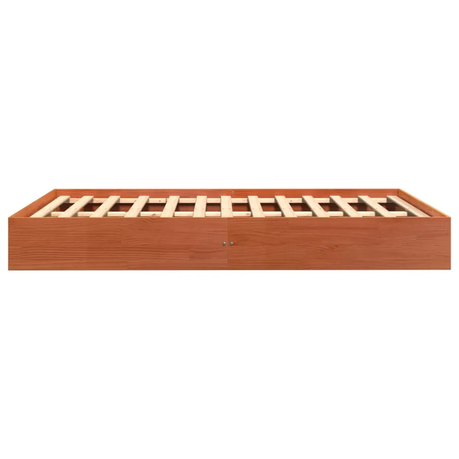 Cadre de lit sans matelas cire marron 140x200cm bois pin massif - 5