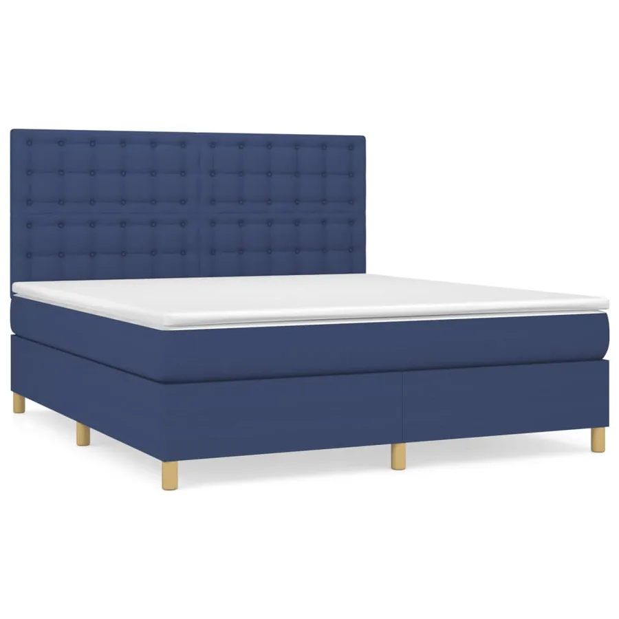 Sommier à lattes de lit avec matelas Bleu 160x200 cm Tissu - 2