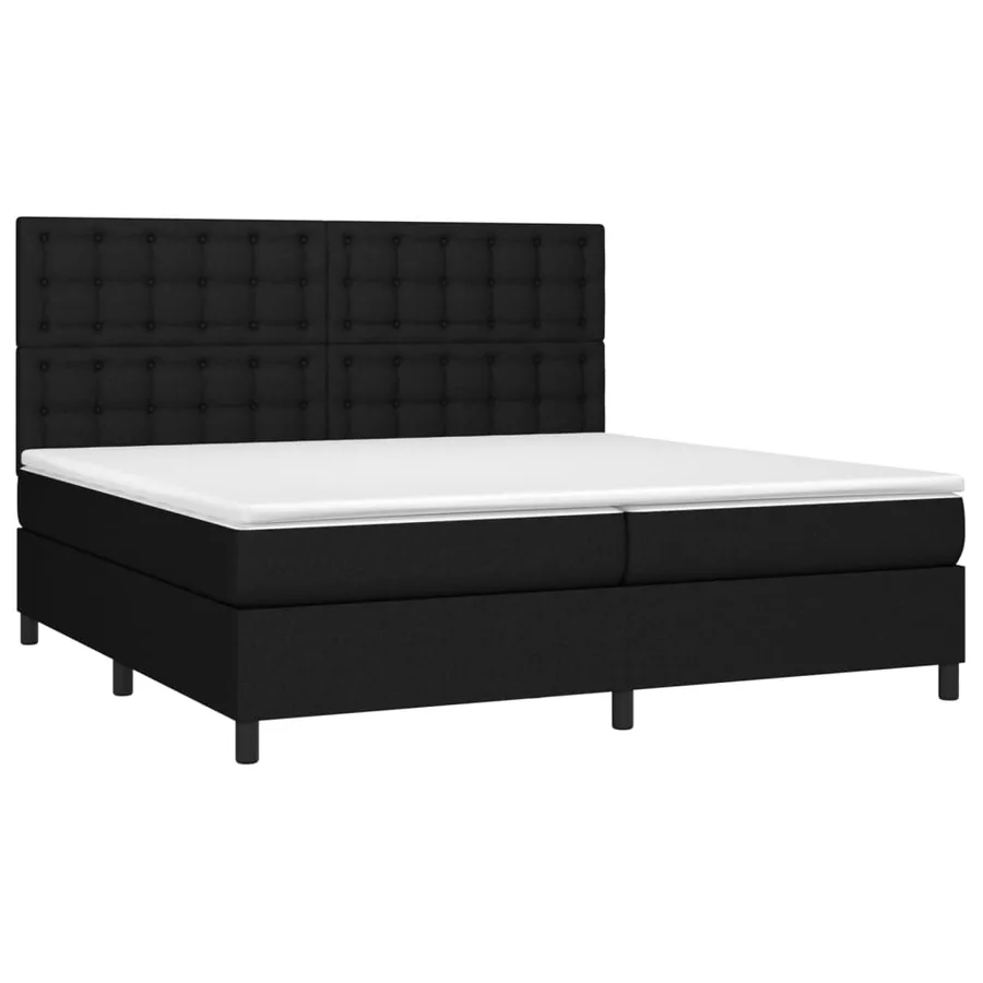 Sommier à lattes de lit avec matelas Noir 200x200 cm Tissu - 3