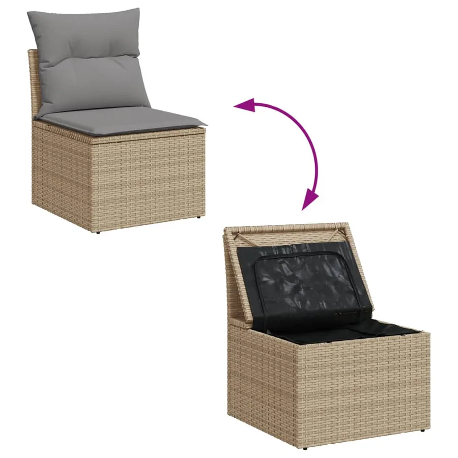 Salon de jardin et coussins 12 pcs mélange beige résine tressée - 8