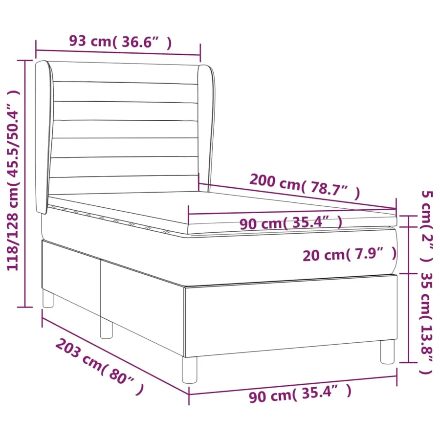 Sommier à lattes de lit avec matelas Rose 90x200 cm Velours - 7