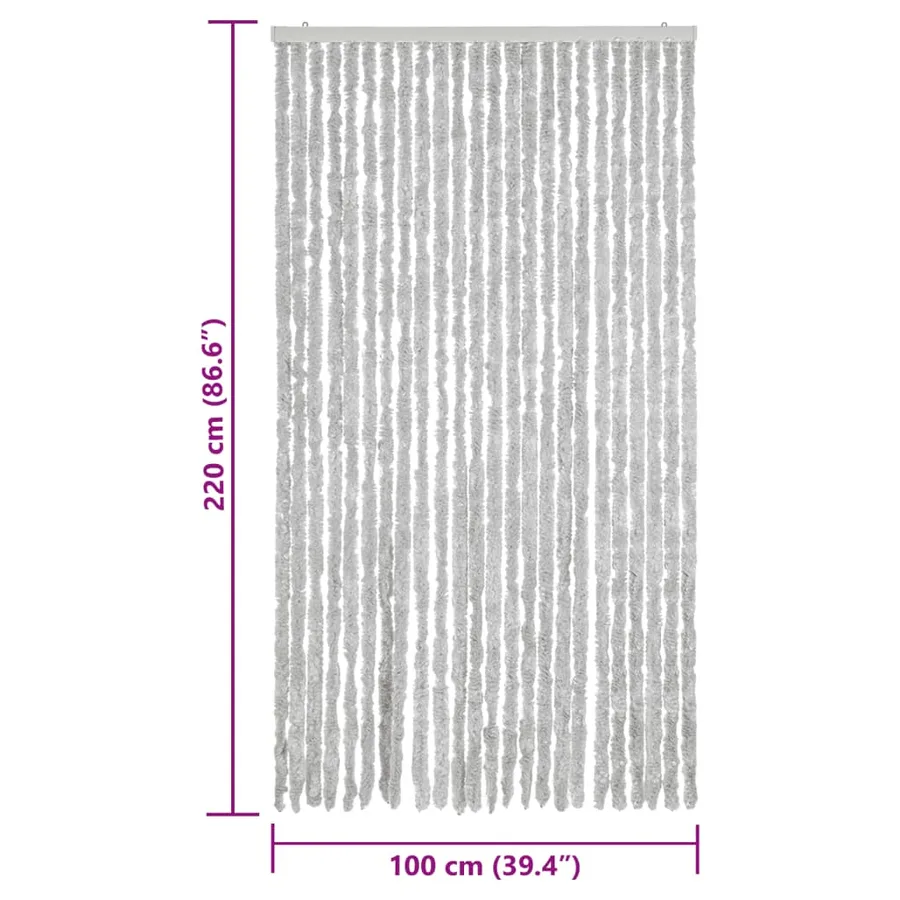 Rideau anti-mouches gris 100x220 cm chenille - 7