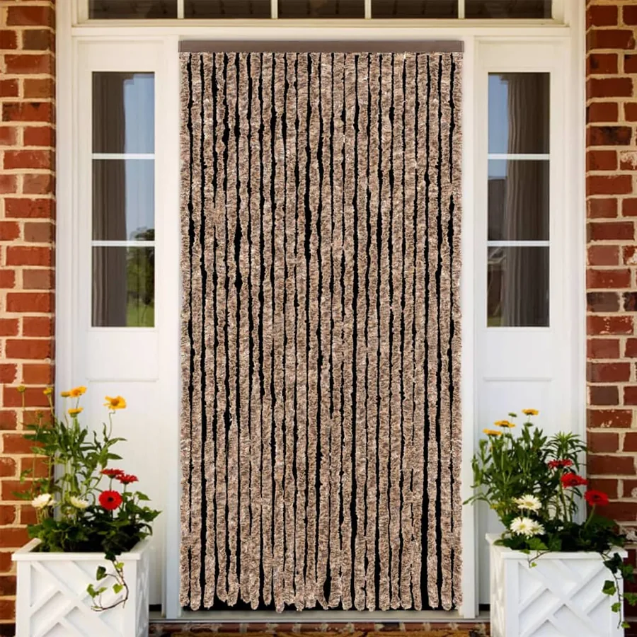 Rideau anti-mouches beige et marron foncé 100x230 cm chenille