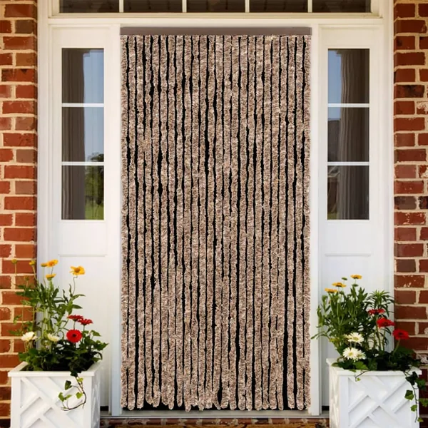 Rideau anti-mouches beige et marron foncé 100x230 cm chenille