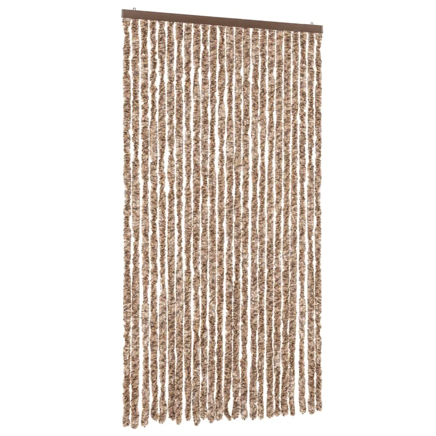 Rideau anti-mouches beige et marron foncé 100x230 cm chenille - 2