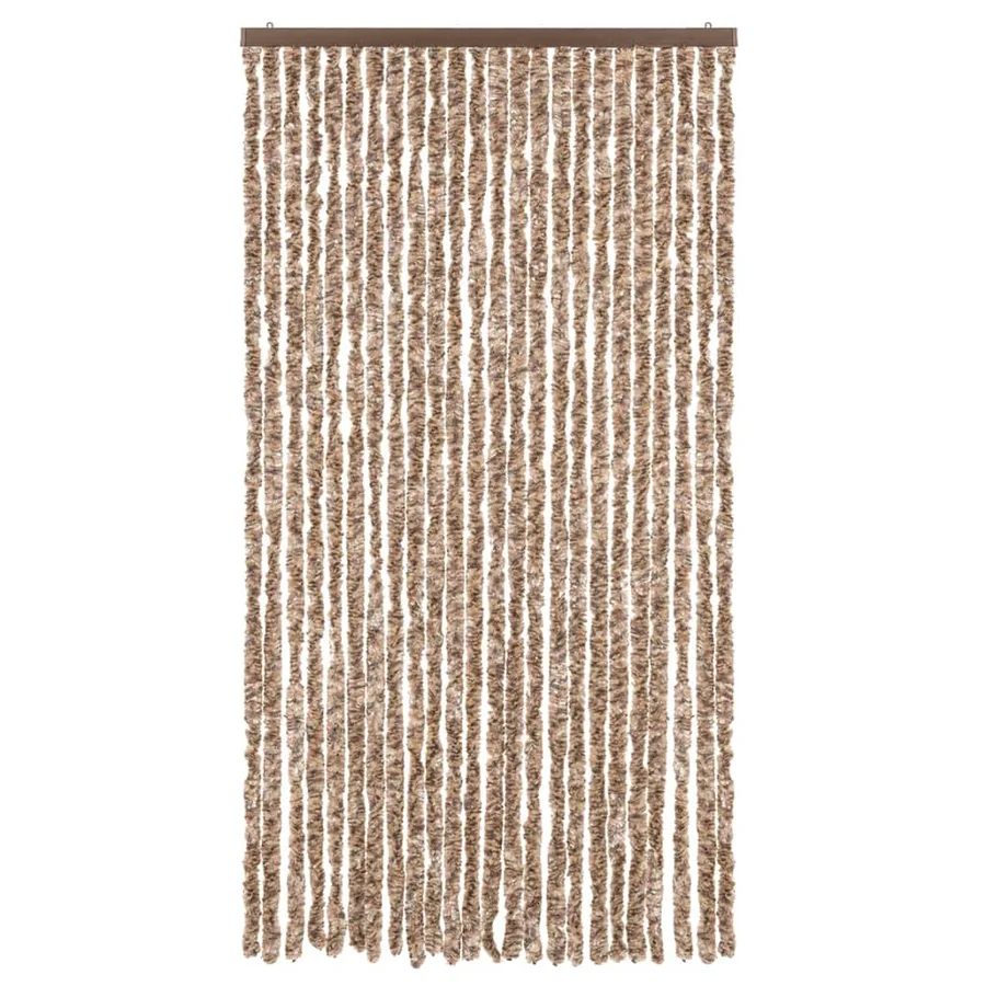 Rideau anti-mouches beige et marron foncé 100x230 cm chenille - 3
