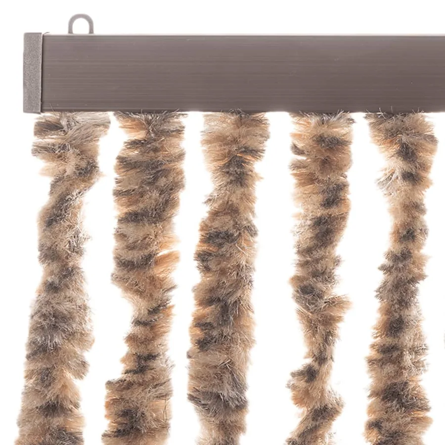 Rideau anti-mouches beige et marron foncé 100x230 cm chenille - 4