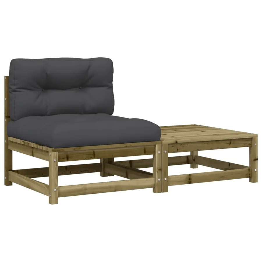Canapé de jardin sans accoudoirs avec coussins et repose-pieds - 2
