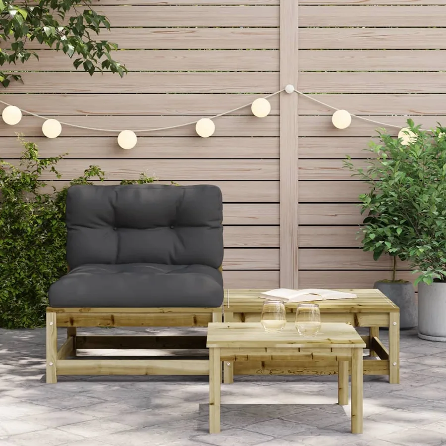 Canapé de jardin sans accoudoirs avec coussins et repose-pieds - 3