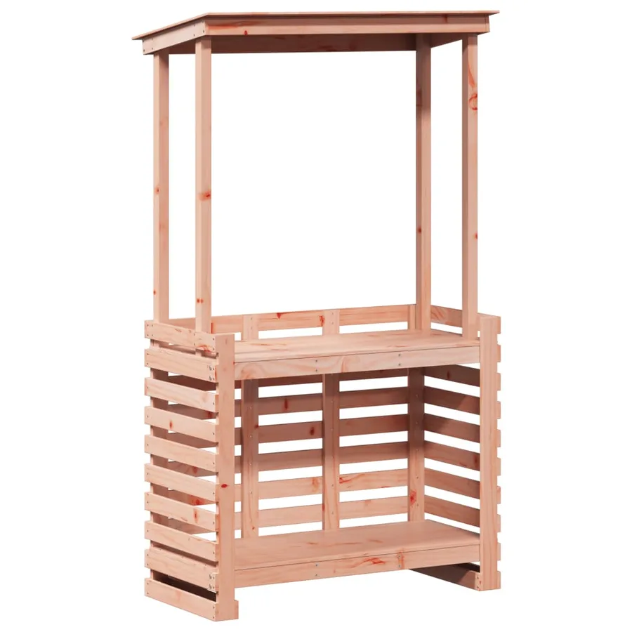 Table de bar d'extérieur et toit 112,5x57x195,5 cm bois massif - 6