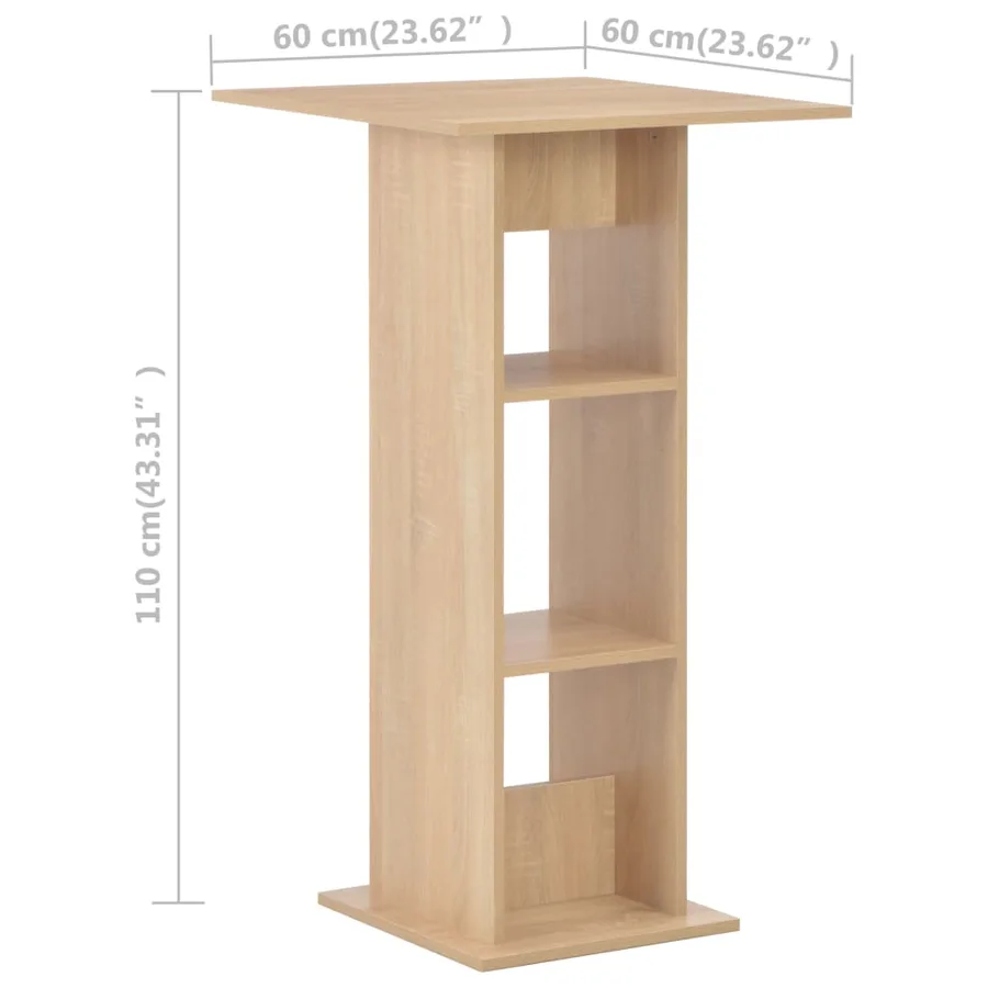Table de bar Chêne 60x60x110 cm - 6