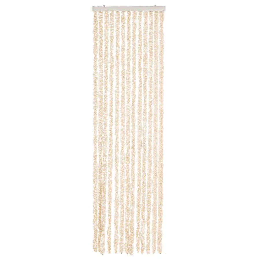 Rideau anti-mouches beige et blanc 56x185 cm chenille - 3