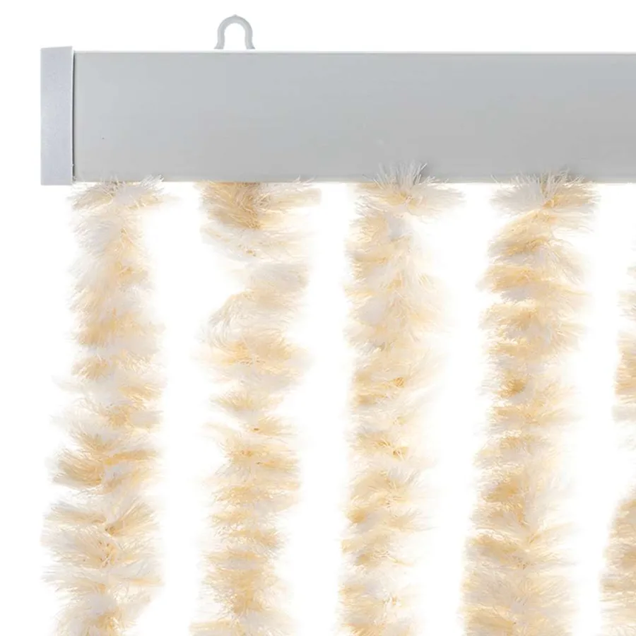 Rideau anti-mouches beige et blanc 56x185 cm chenille - 4