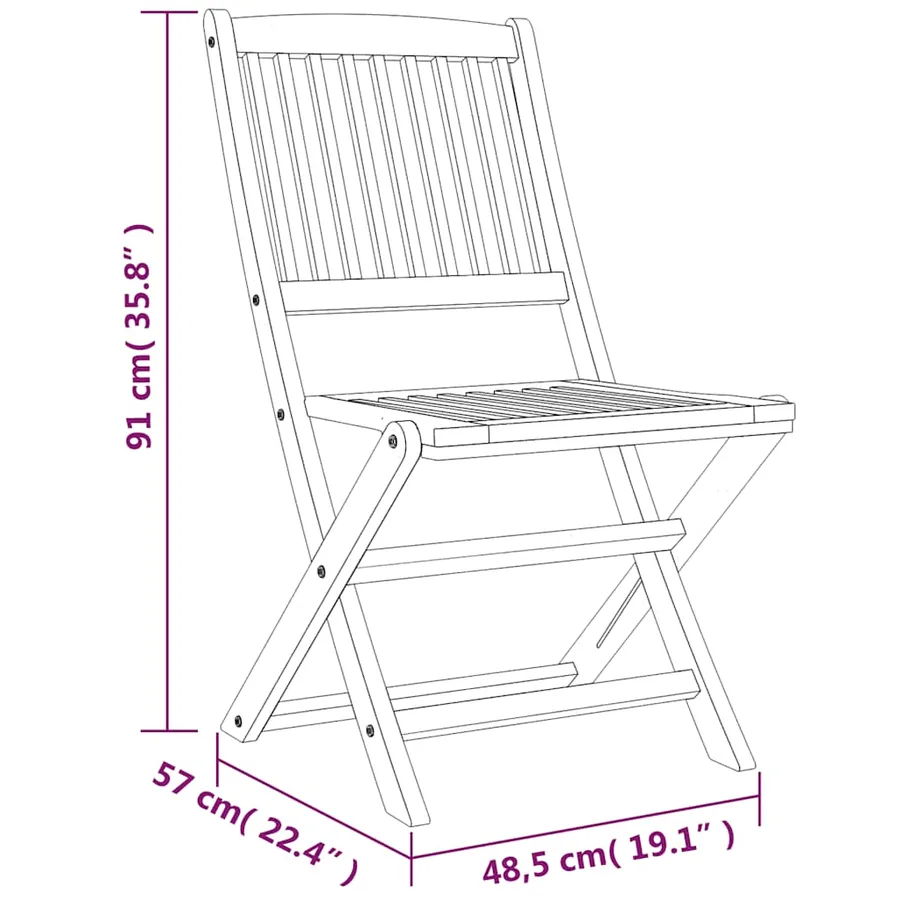 Ensemble à manger de jardin 5 pcs Bois d'acacia solide - 10