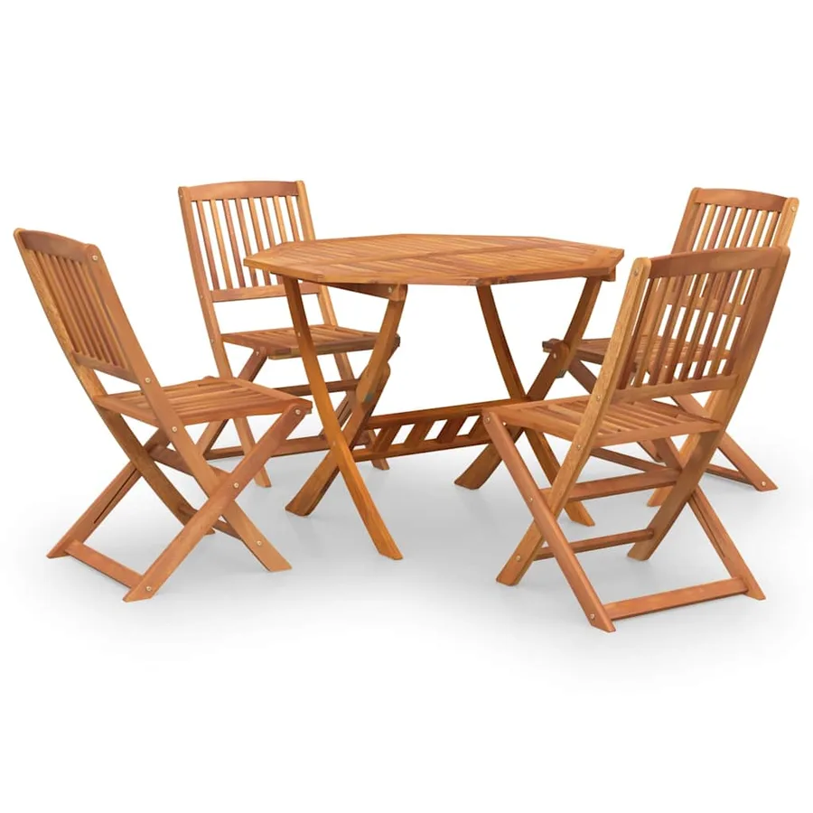 Ensemble à manger de jardin 5 pcs Bois d'acacia solide - 2
