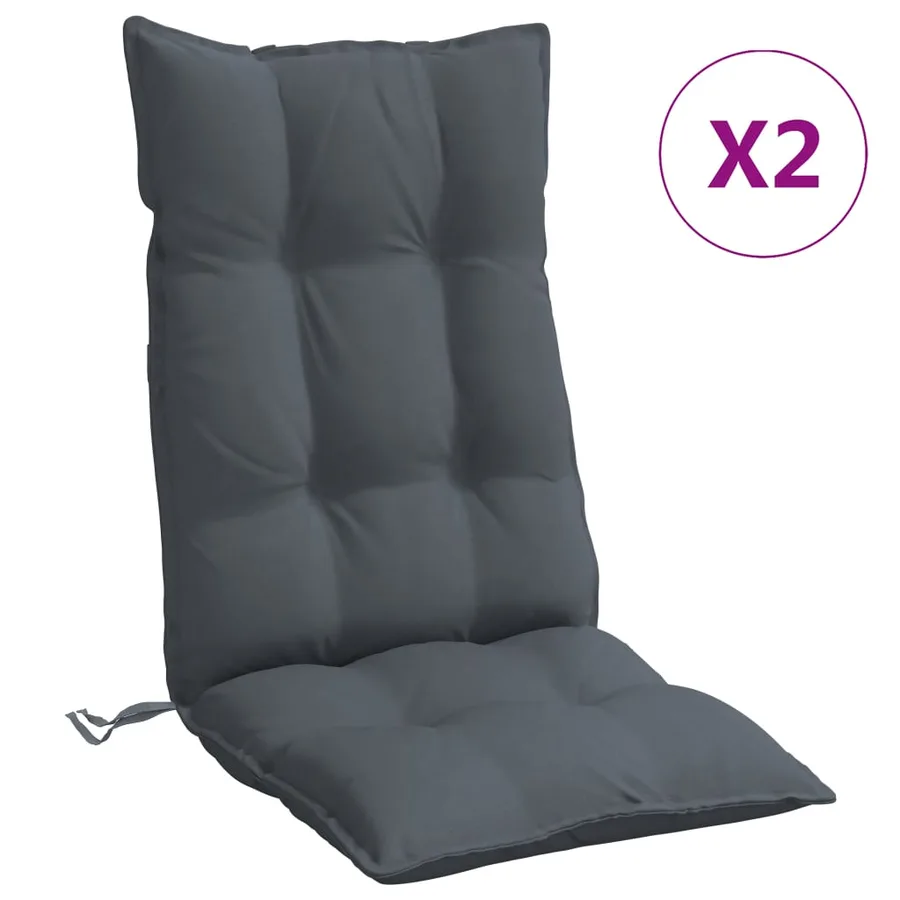 Coussins de chaise à dossier haut lot de 2 anthracite - 2