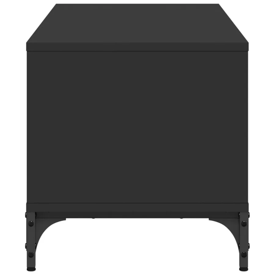 Meuble TV noir bois d'ingénierie et acier enduit de poudre - 6
