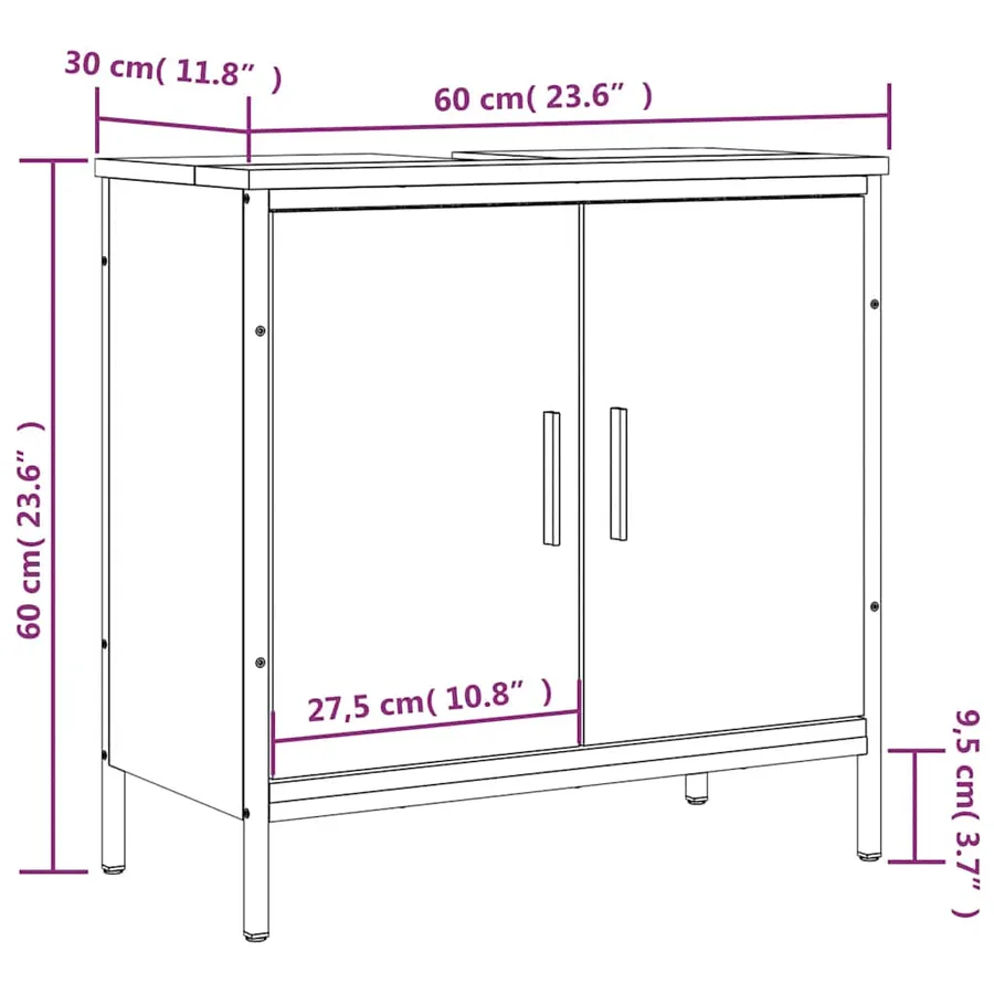 Armoire lavabo de salle de bain chêne sonoma 60x30x60 cm - 12