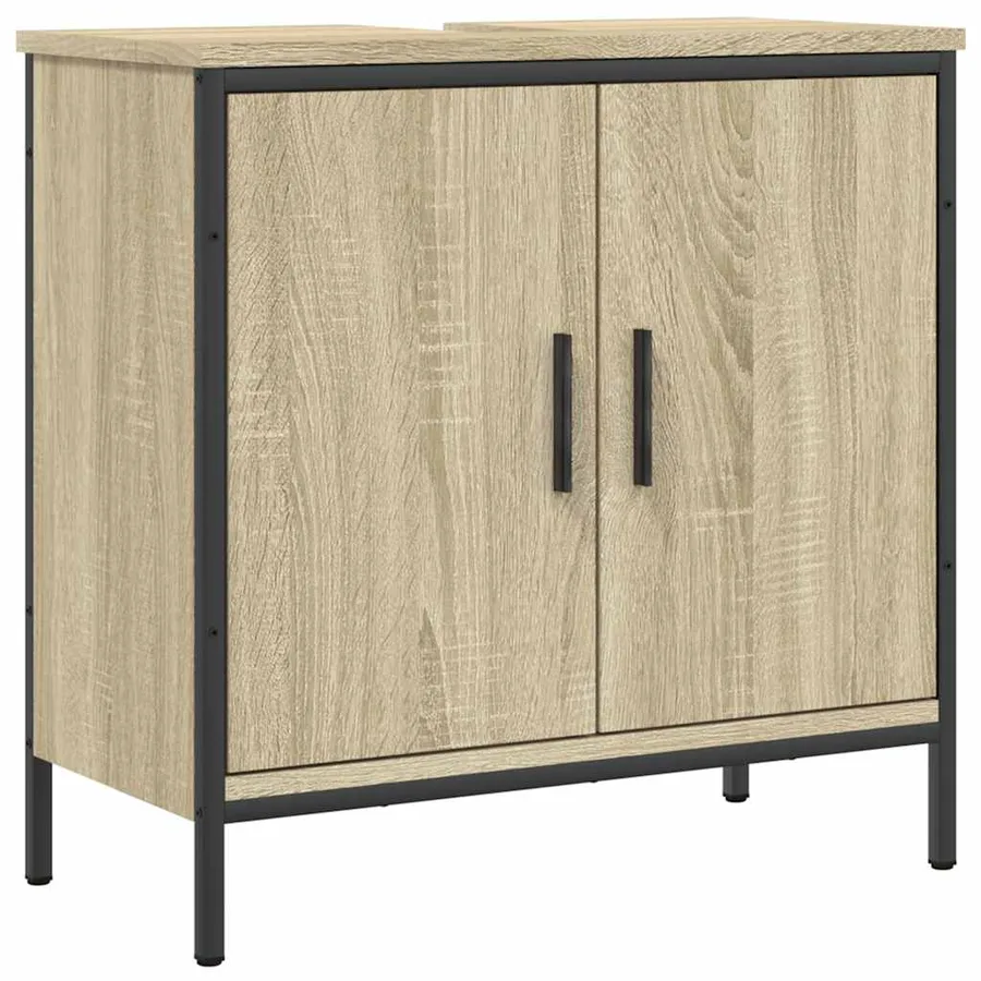 Armoire lavabo de salle de bain chêne sonoma 60x30x60 cm - 2