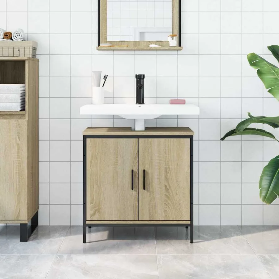 Armoire lavabo de salle de bain chêne sonoma 60x30x60 cm - 3