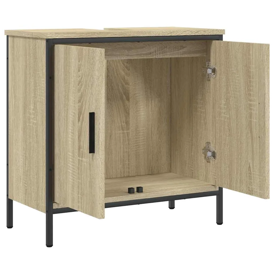 Armoire lavabo de salle de bain chêne sonoma 60x30x60 cm - 5