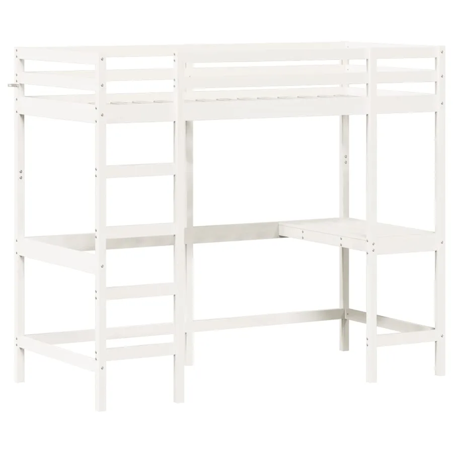 Lit superposé sans matelas blanc 90x200 cm bois de pin massif - 3