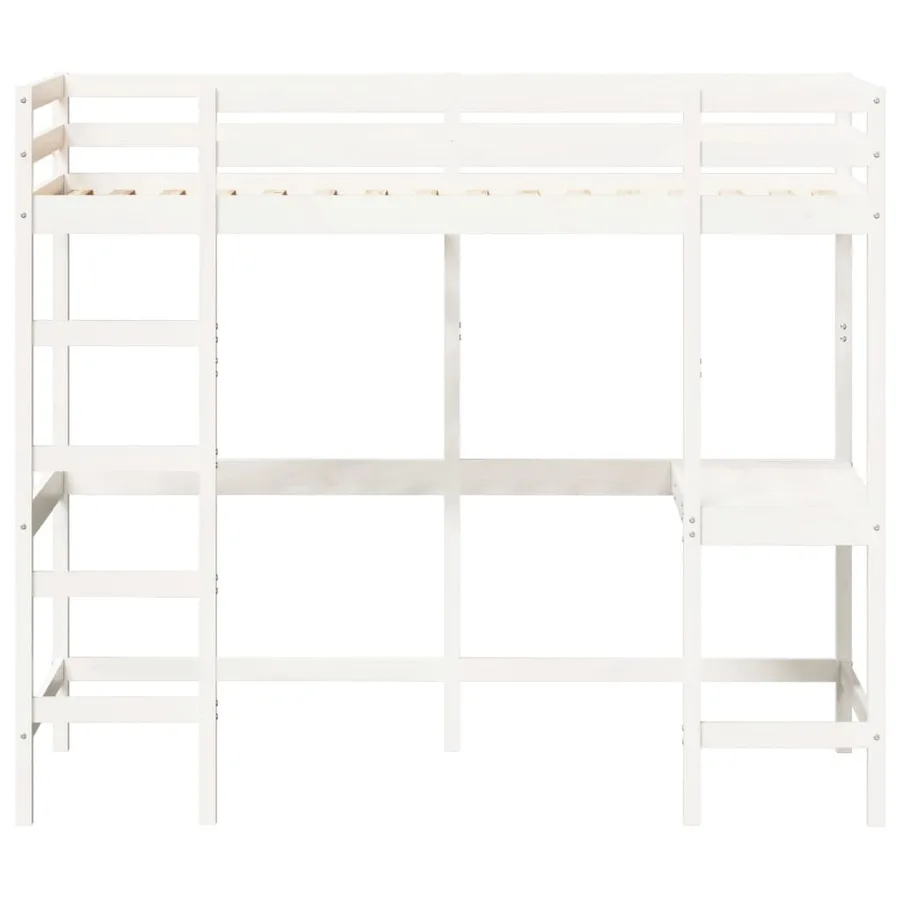 Lit superposé sans matelas blanc 90x200 cm bois de pin massif - 4