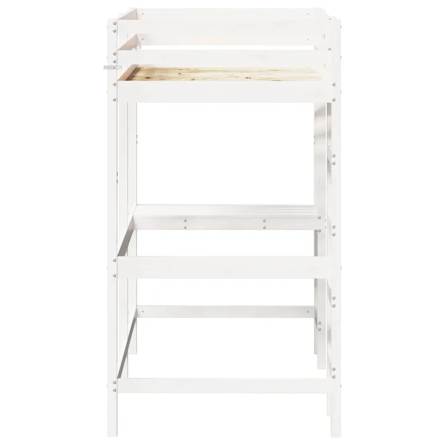 Lit superposé sans matelas blanc 90x200 cm bois de pin massif - 5