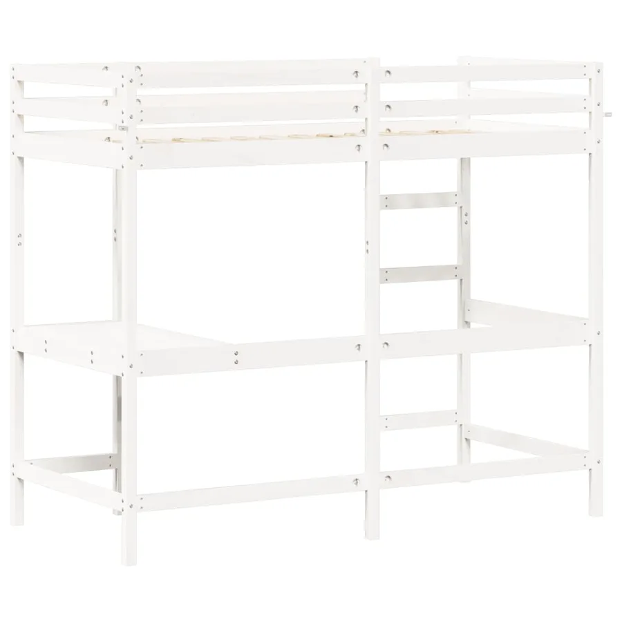 Lit superposé sans matelas blanc 90x200 cm bois de pin massif - 6
