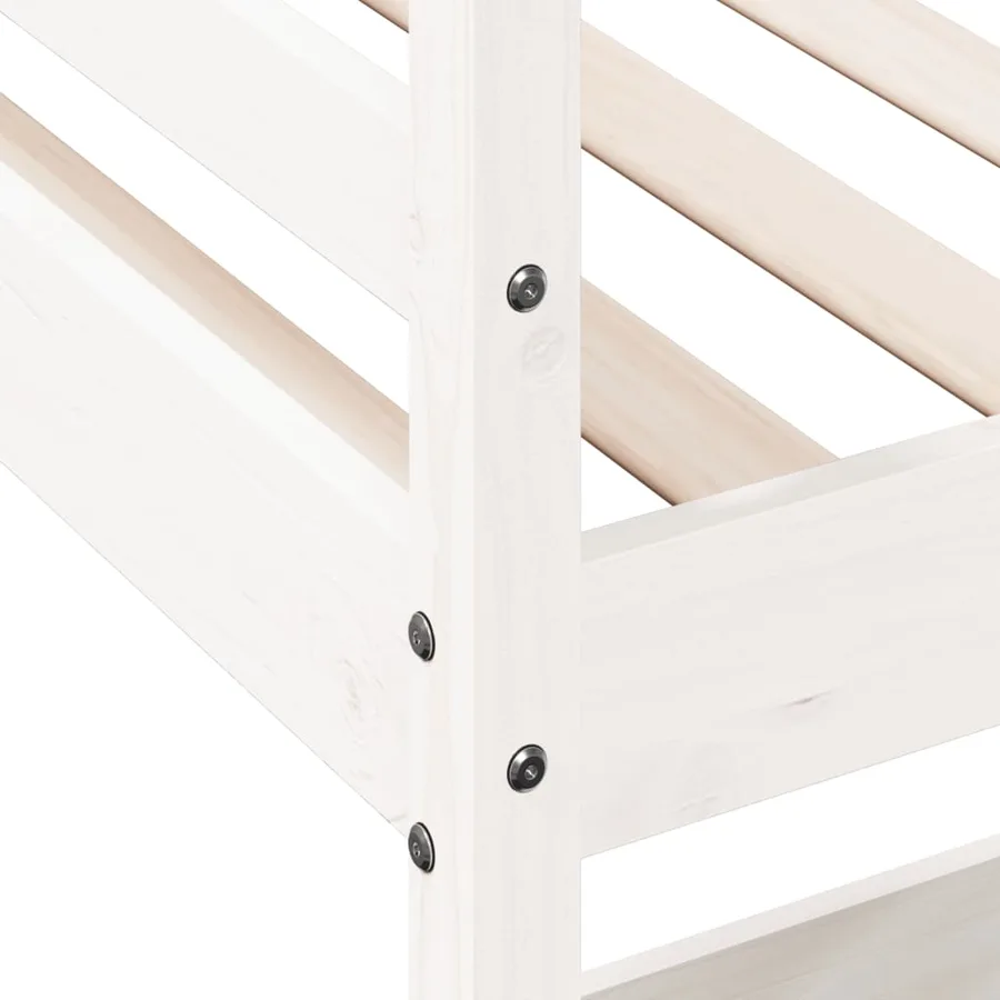Lit superposé sans matelas blanc 90x200 cm bois de pin massif - 8