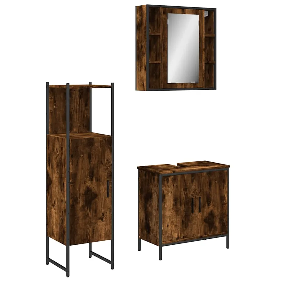 Ensemble d'armoires de salle de bain 3 pcs chêne fumé - 2
