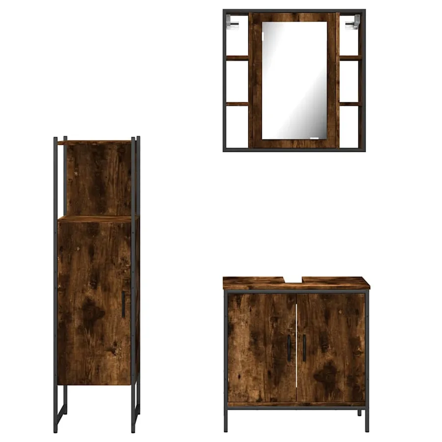 Ensemble d'armoires de salle de bain 3 pcs chêne fumé - 6