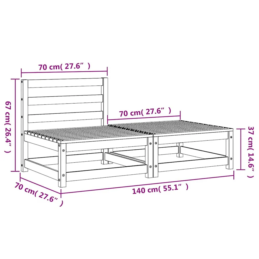 Canapé de jardin sans accoudoirs repose-pieds bois pin imprégné - 10
