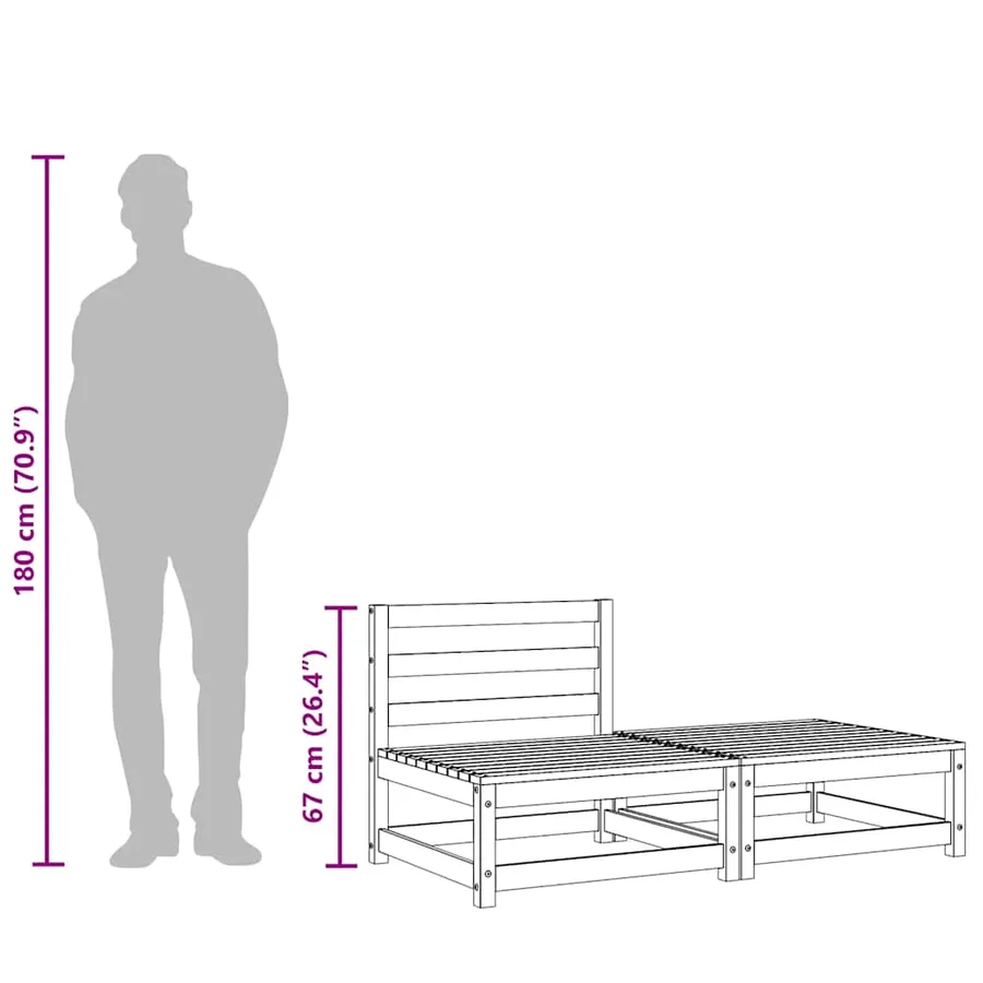 Canapé de jardin sans accoudoirs repose-pieds bois pin imprégné - 11