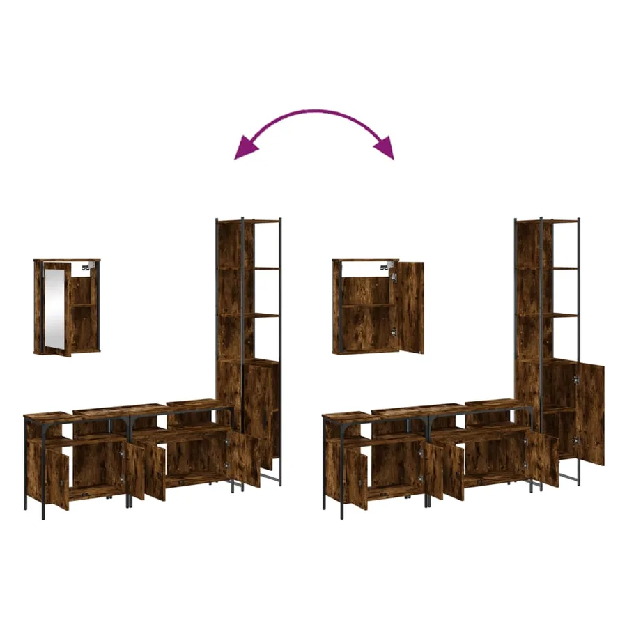 Ensemble de meubles de salle de bain 4 pcs Chêne fumé Bois - 9