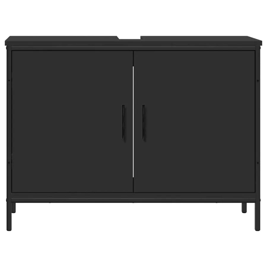 Armoire lavabo de salle de bain noir 80x30x60 cm - 4