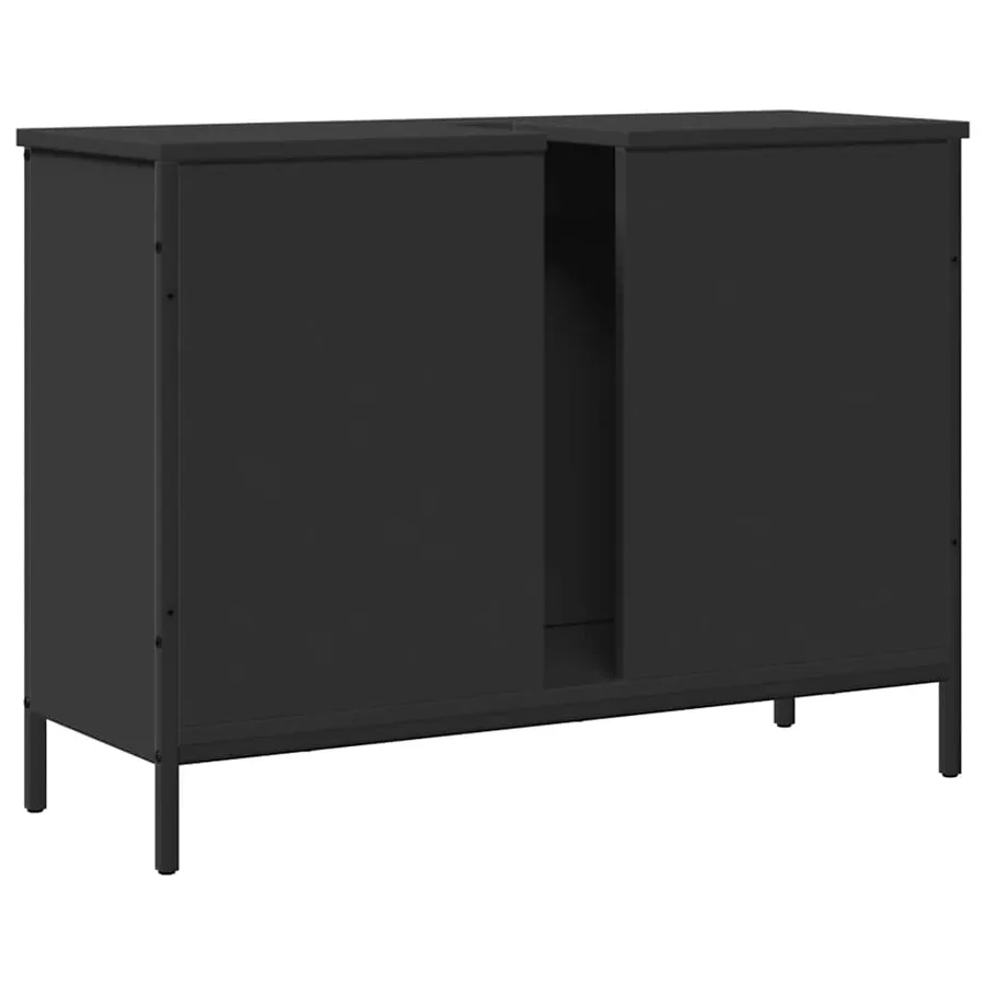 Armoire lavabo de salle de bain noir 80x30x60 cm - 6