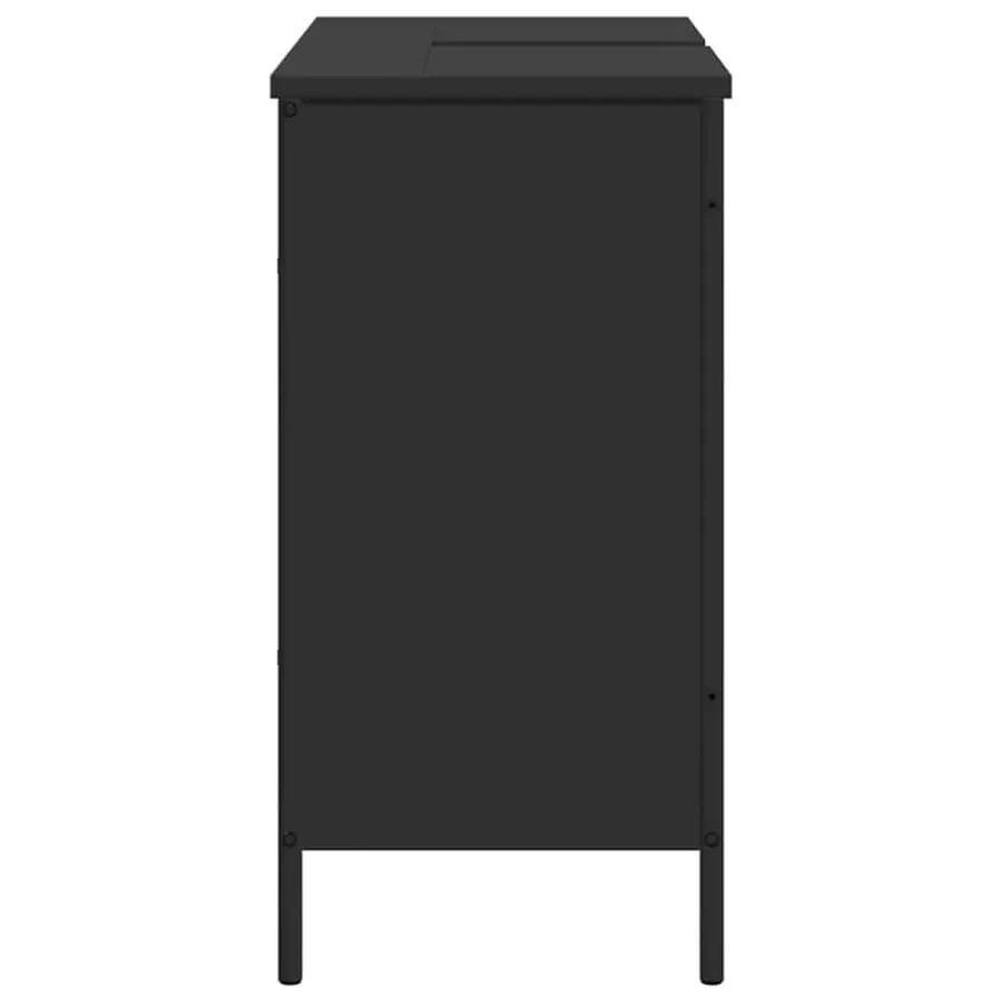 Armoire lavabo de salle de bain noir 80x30x60 cm - 7