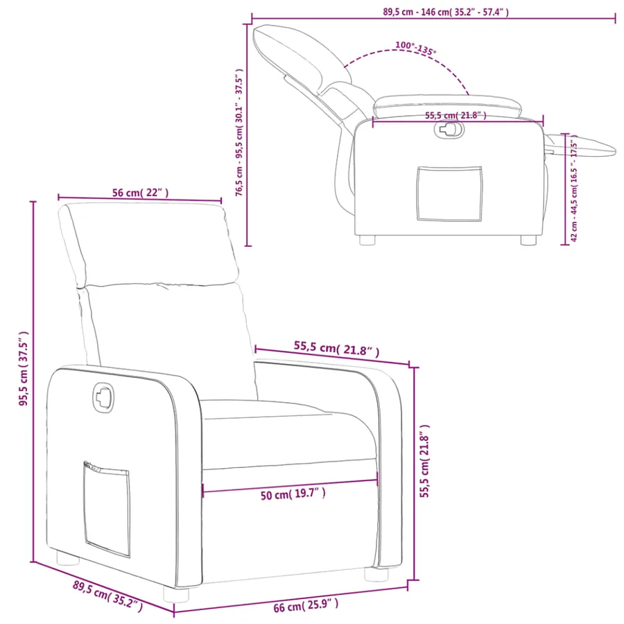 Fauteuil inclinable Taupe Tissu - 11