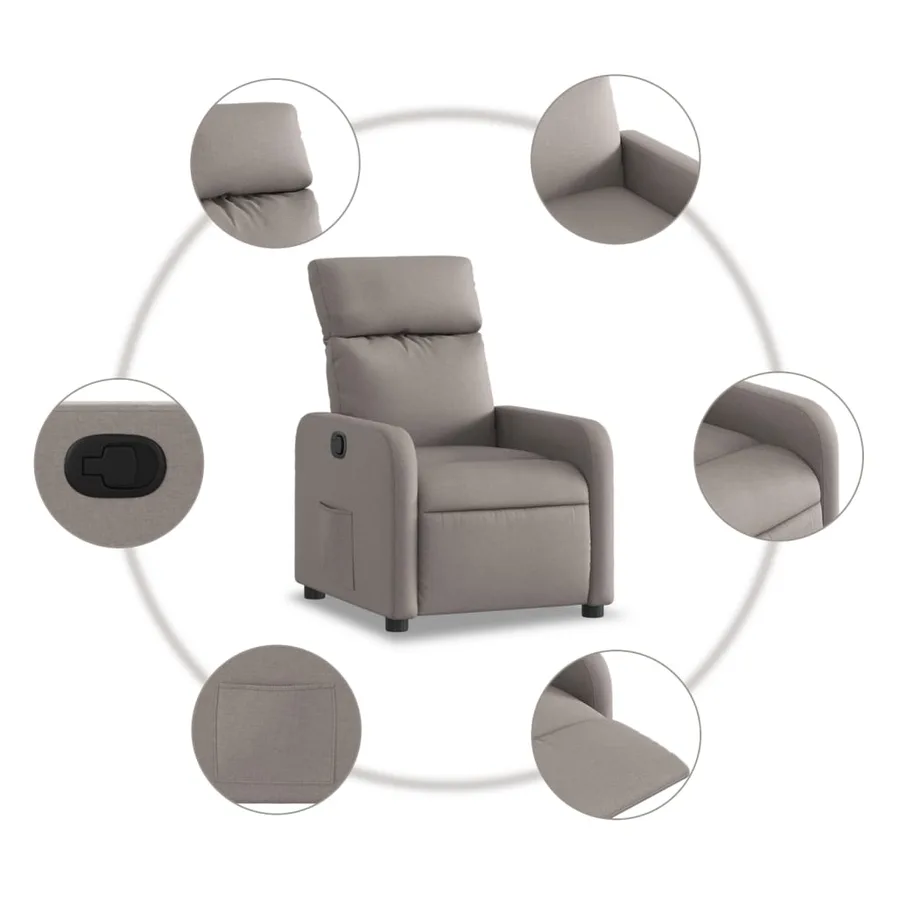Fauteuil inclinable Taupe Tissu - 5
