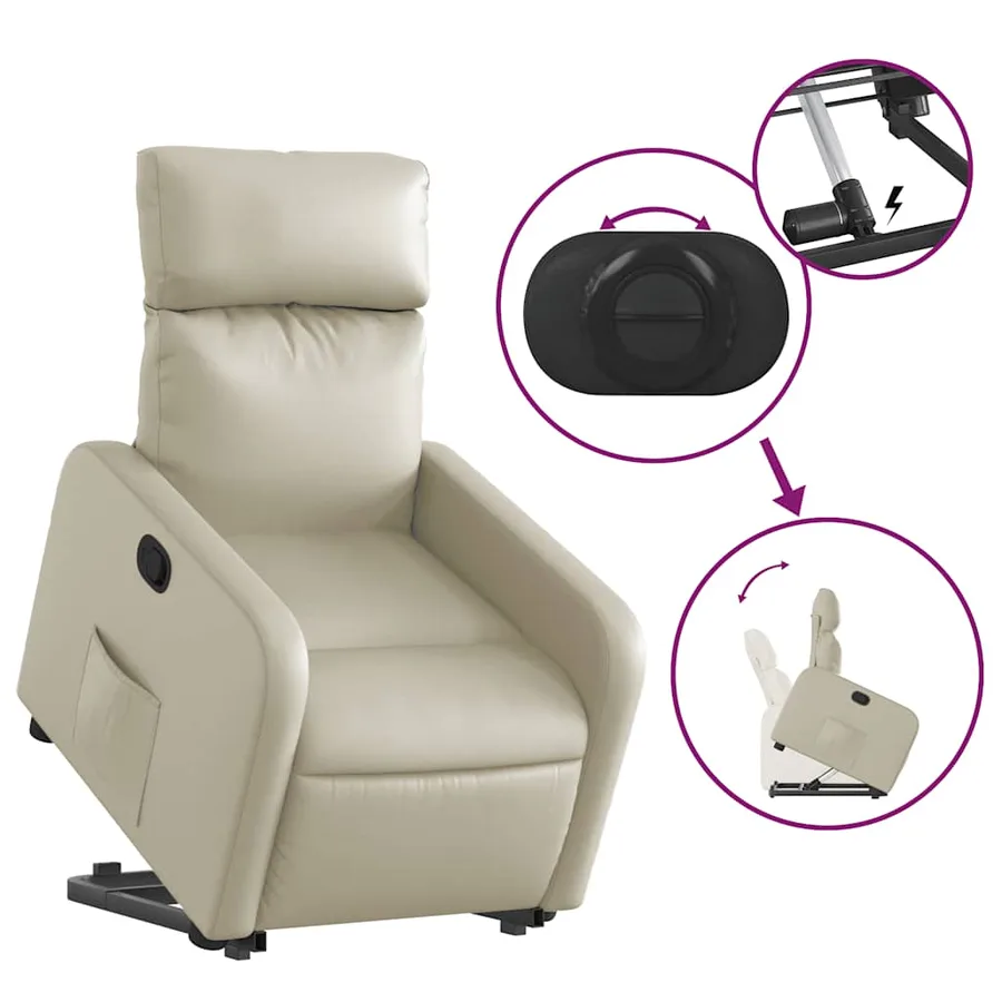Fauteuil inclinable Crème Similicuir - 6