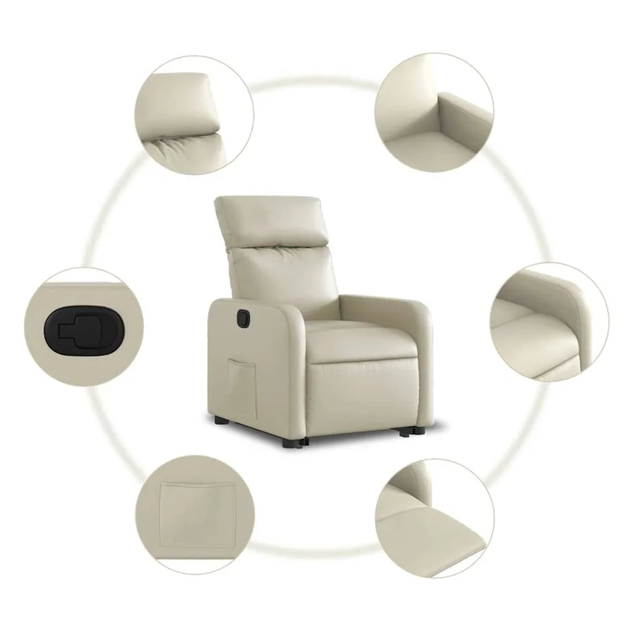 Fauteuil inclinable Crème Similicuir - 8