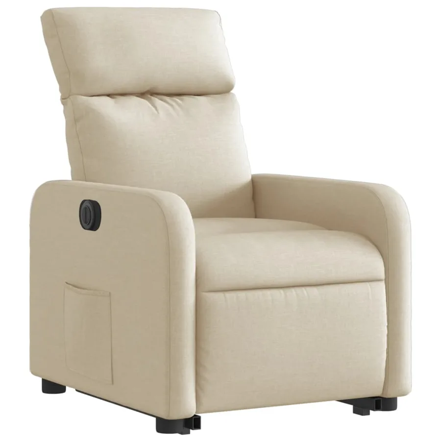 Fauteuil inclinable électrique crème tissu - 4