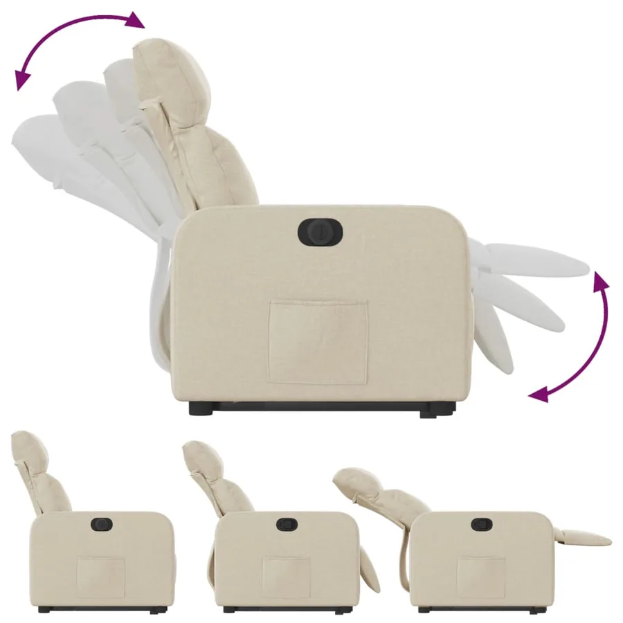 Fauteuil inclinable électrique crème tissu - 7