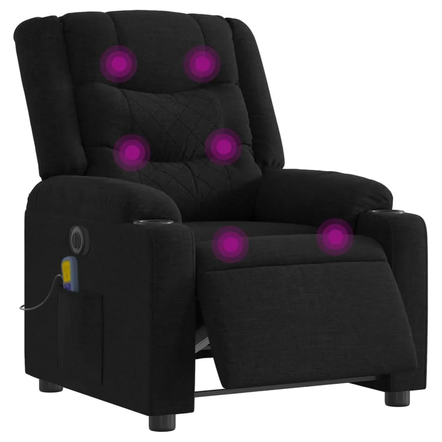 Fauteuil de massage inclinable électrique Noir Tissu - 3