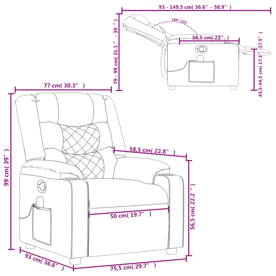 Fauteuil de massage inclinable Noir Tissu - 12